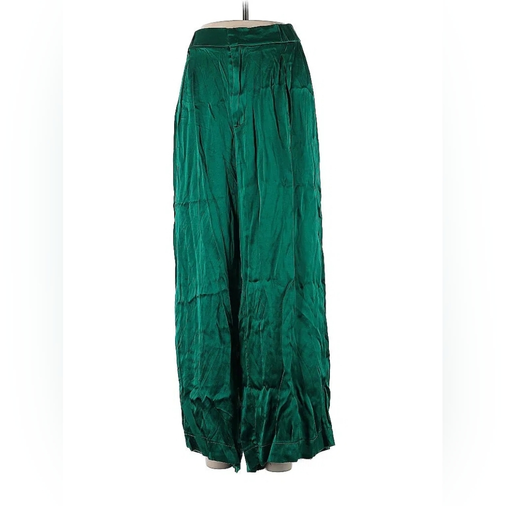 Free People Emerald Green Silky Palazzo Pants - Size M